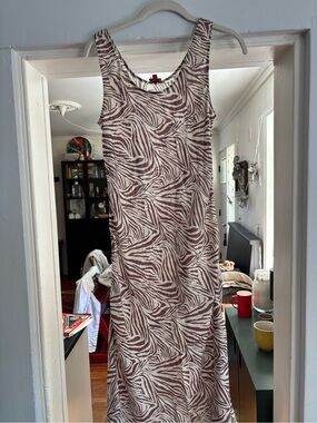 Chan Luu Silk Zebra-Print Midi Dress, Size Small